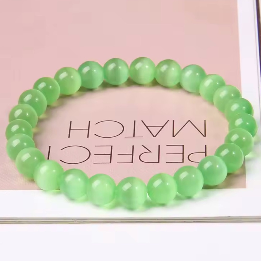 🆕New Light Green Cat’s Eye 8mm Healing Gemstone Bracelet